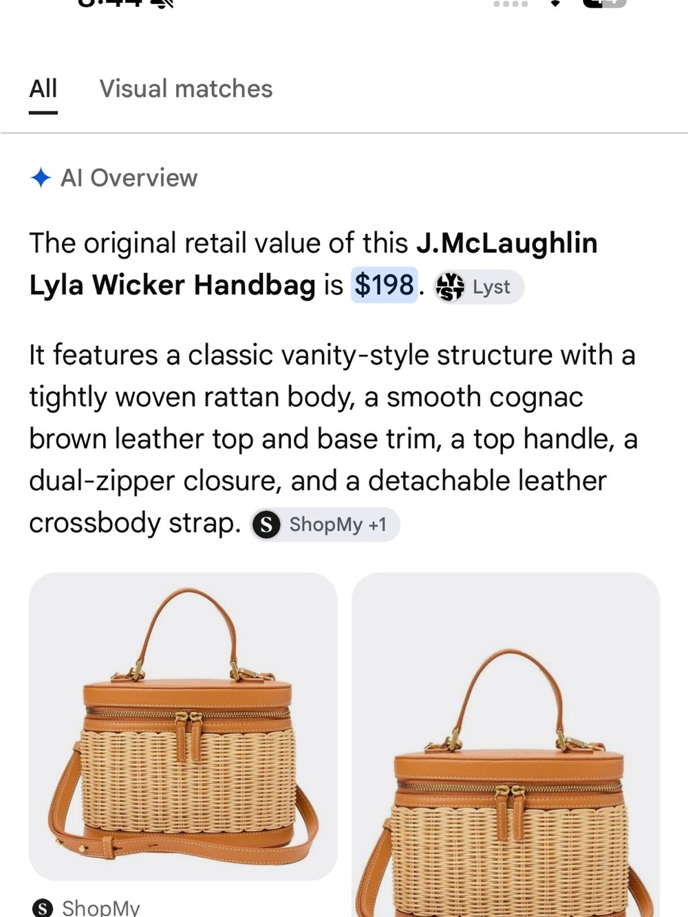 J. McLaughlin Lyla wicker camel bag - Picture 3 of 8